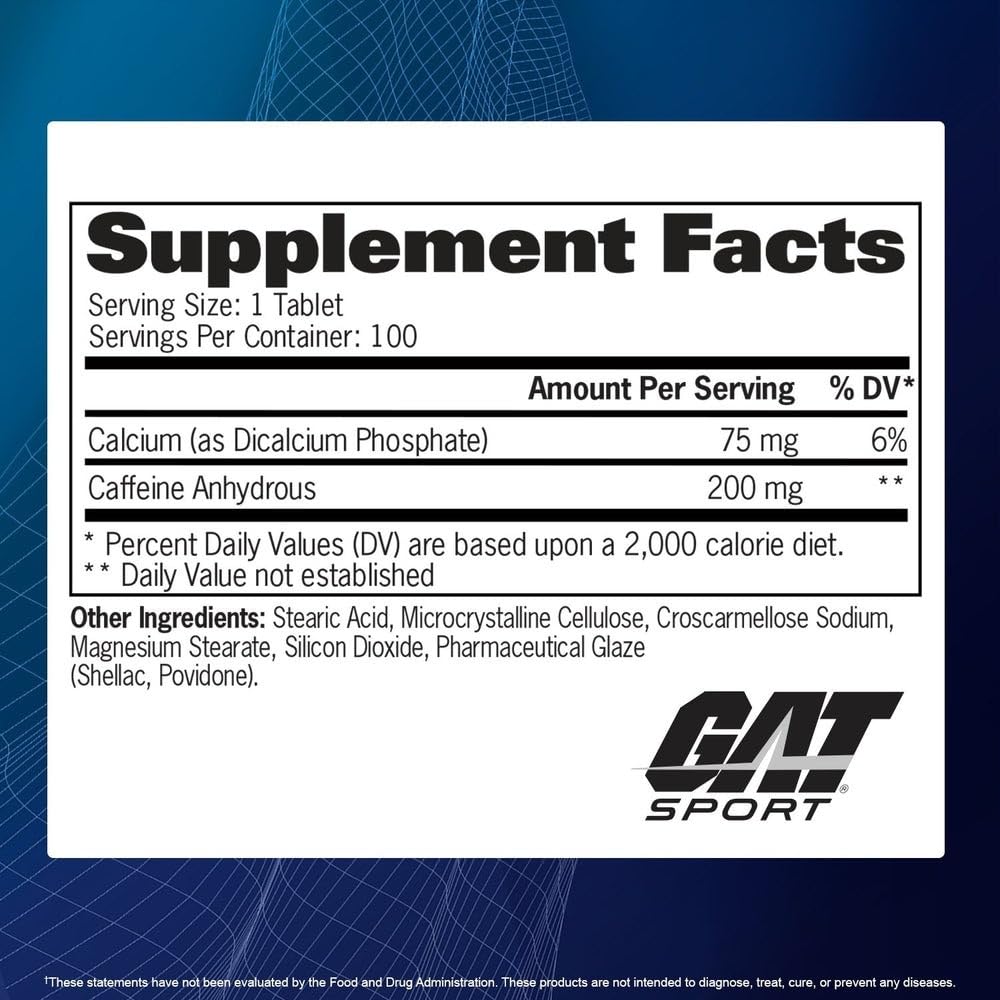 GAT SPORT primer plano de textura de tableta, evidencia de formulación compacta