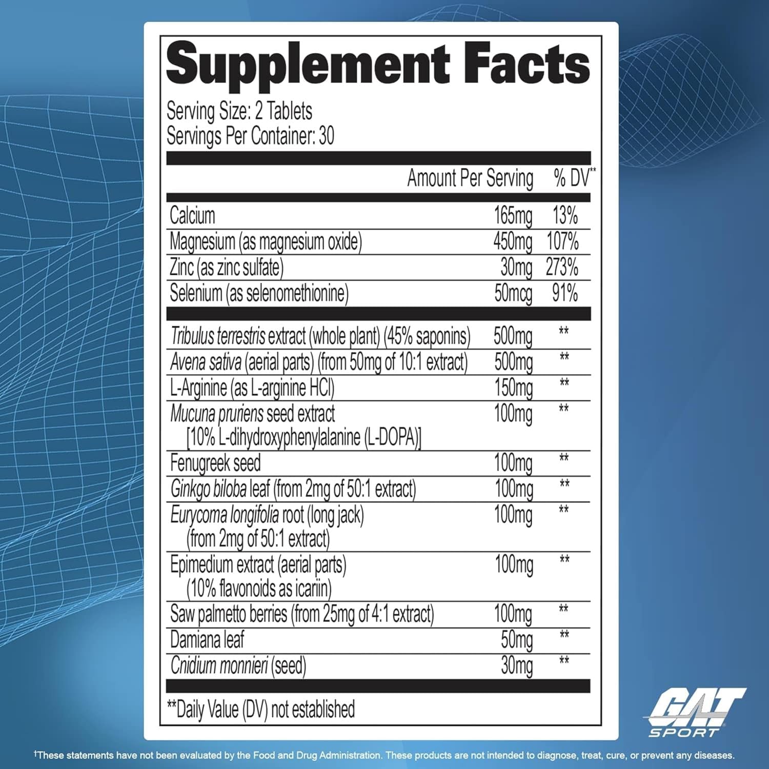 GAT SPORT Testrol primer plano de tabletas para visualizar tamaño y color
