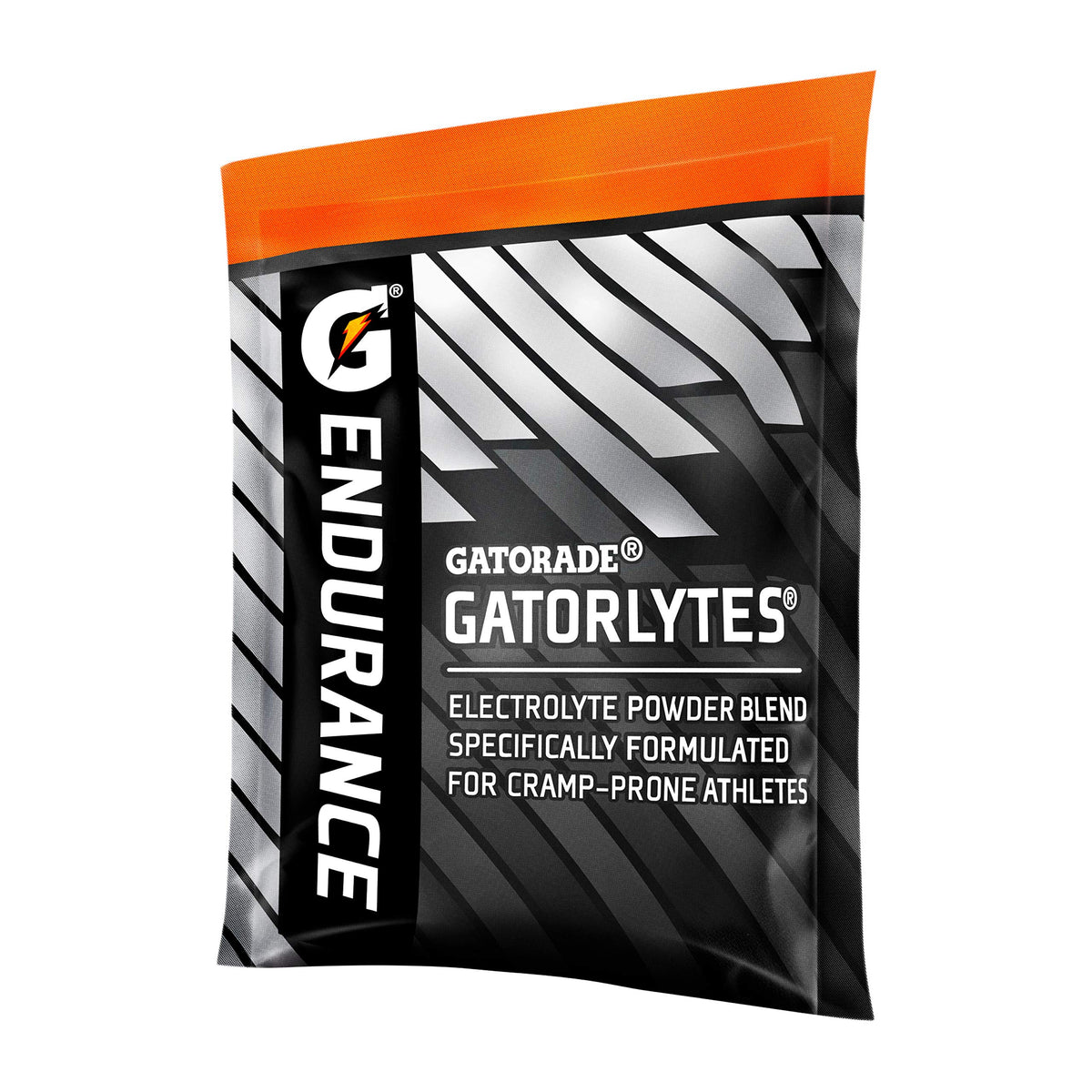 Gatorlyte frontal del empaque mostrando paquete de 20 sobres y ventaja portátil