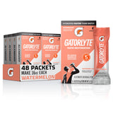 Gatorlyte empaque frontal mostrando 48 sobres y beneficios de rehidratación