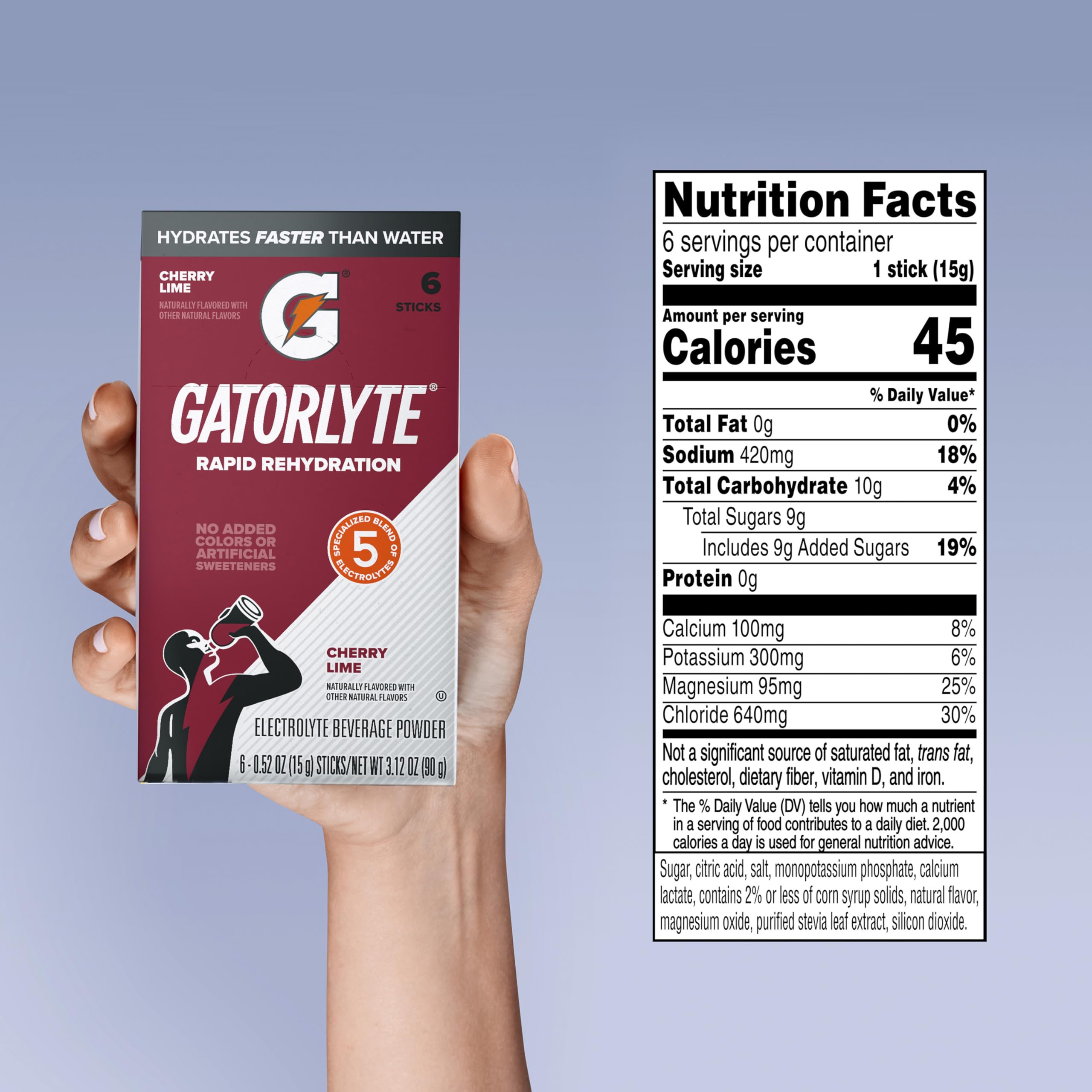 Gatorlyte sobre abierto con polvo rojo limón, portátil y práctico