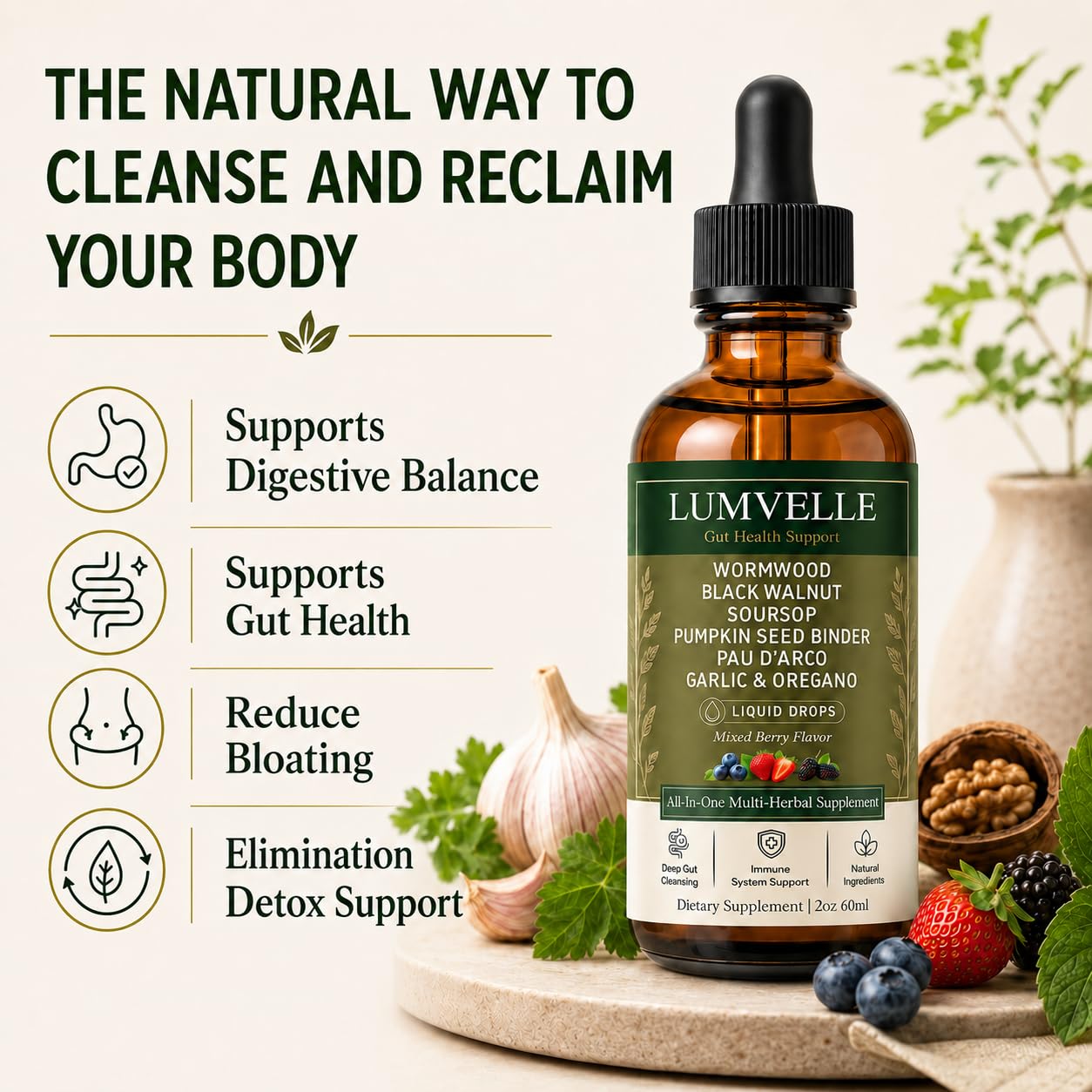 GBQMGS Lumvelle detalle de la etiqueta que resalta ingredientes y uso fácil
