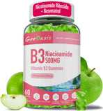 Geeoasis frasco frontal mostrando niacinamida y resveratrol, fácil identificación de suplemento