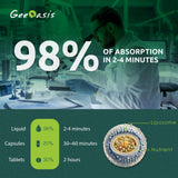 Geeoasis presentación con frutas naturales que sugiere sabor agradable y aceptación infantil