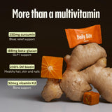 GEM etiqueta nutricional que muestra vitaminas, minerales y fibra