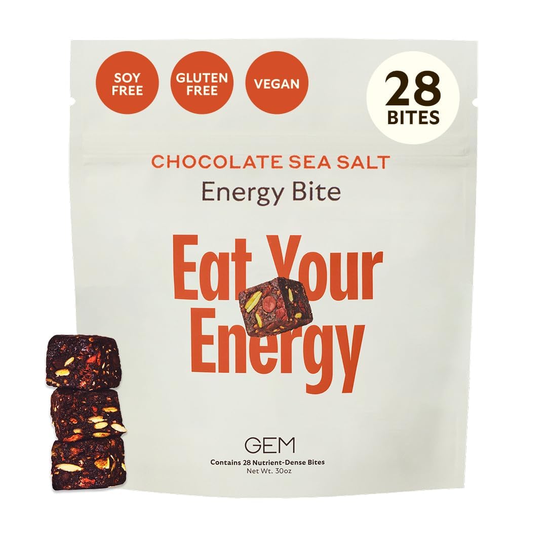 GEM empaque frontal mostrando 28 porciones y beneficio de energía portátil