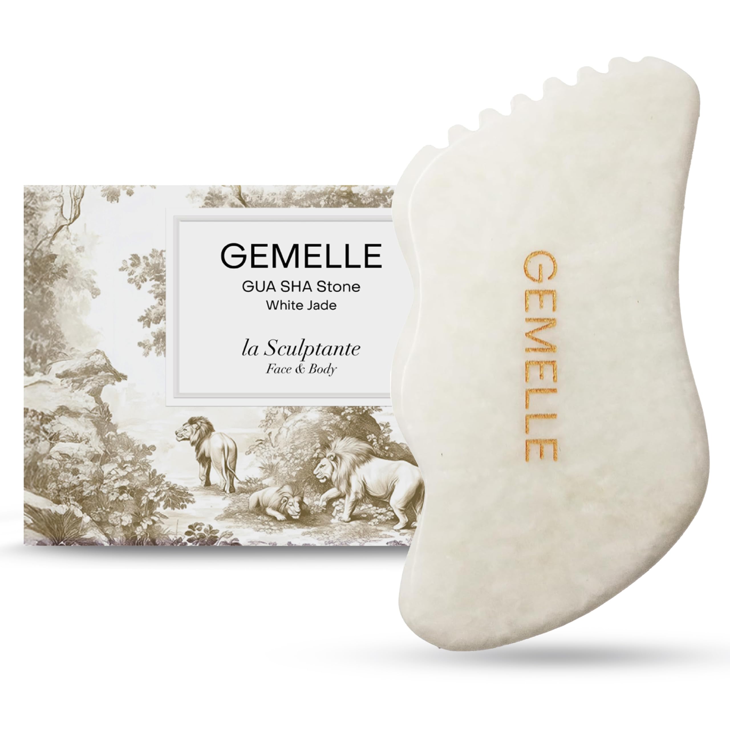 GEMELLE vista frontal de la piedra de jade blanco para modelar rostro