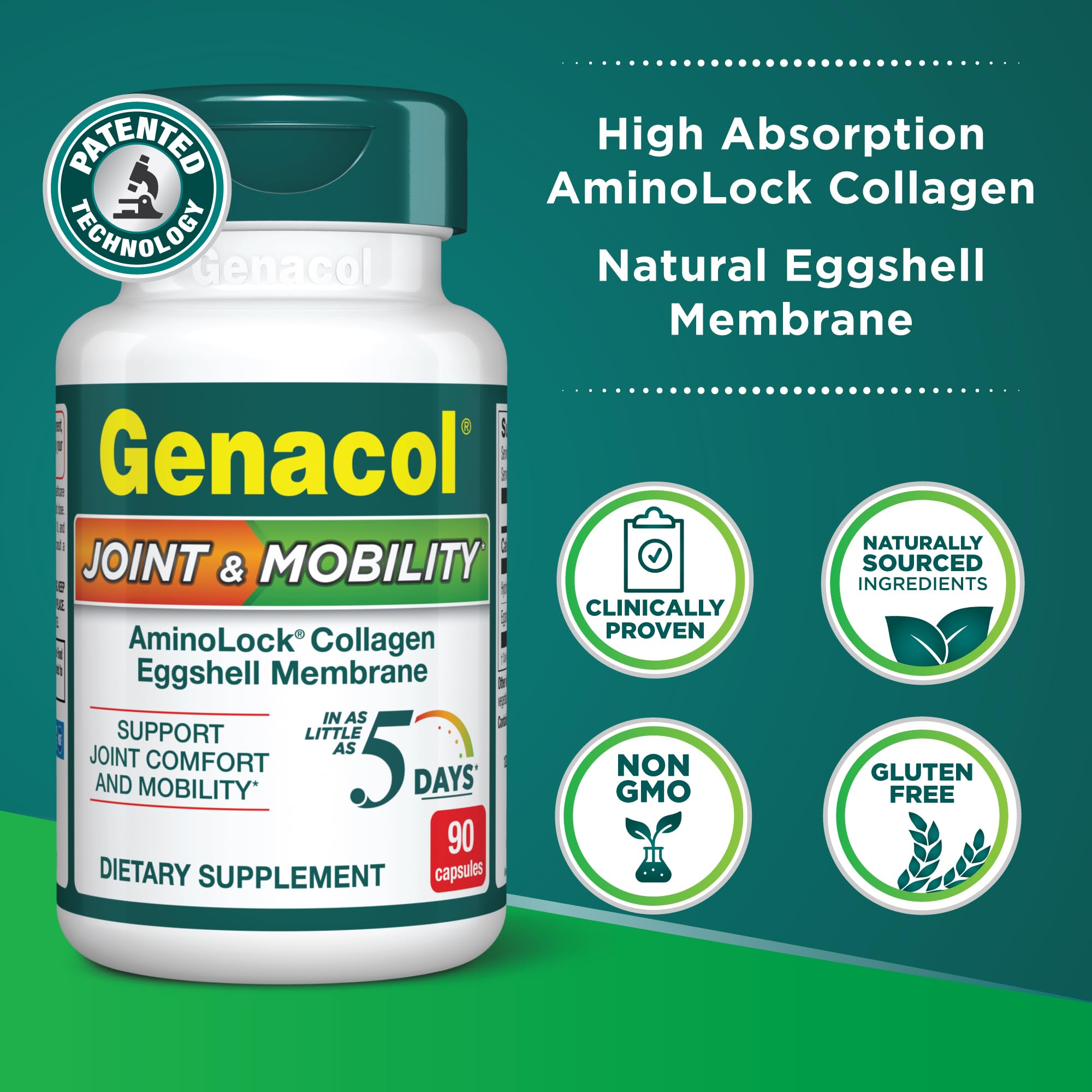 Genacol etiqueta con ingredientes y detalles de la fórmula