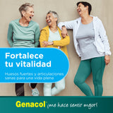Genacol etiqueta nutricional cerca mostrando dosis y vitamina D3