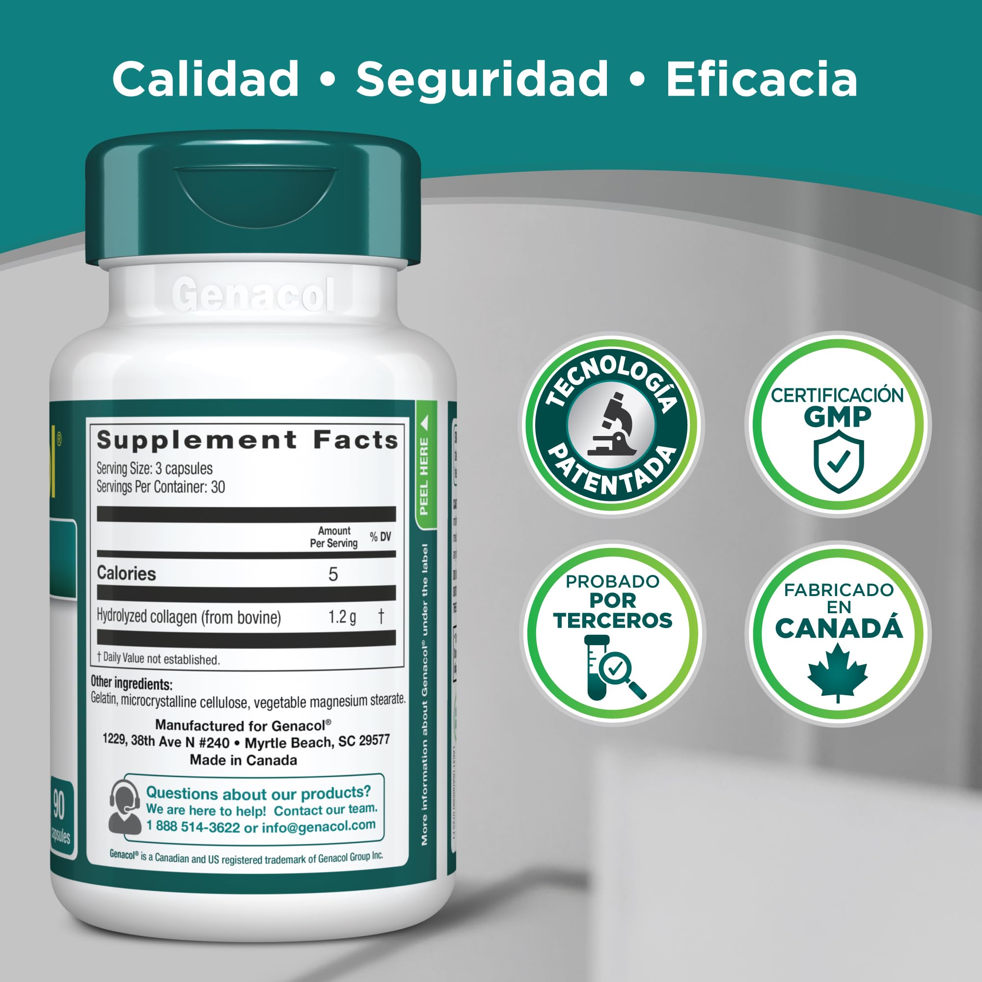 Genacol etiqueta nutricional ampliada con información de aminoácidos
