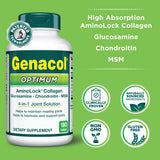Genacol Optimum tabletas apiladas mostrando tamaño y fácil dosificación