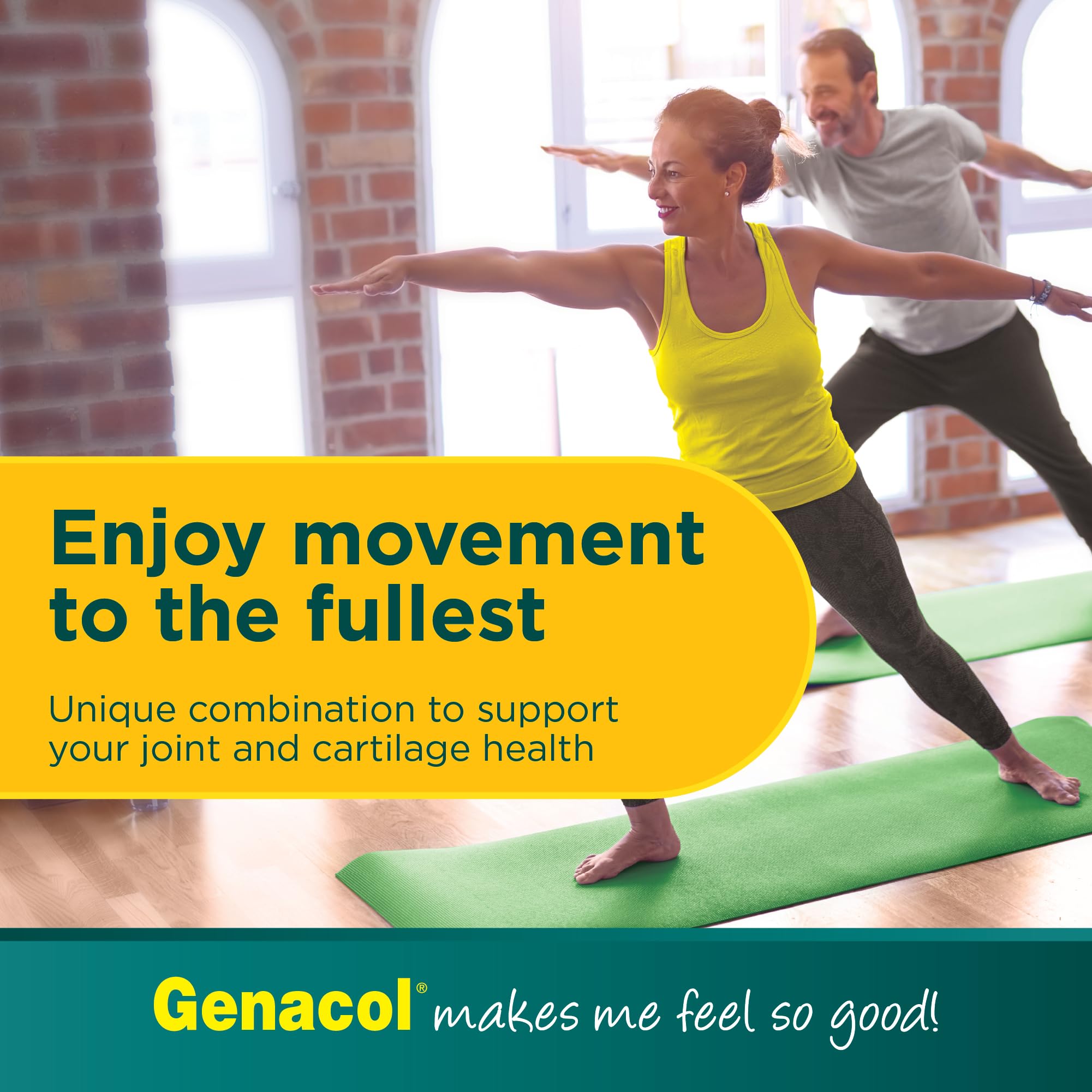 Ambiente activo con Genacol Plus en primer plano, ideal para estilo de vida móvil