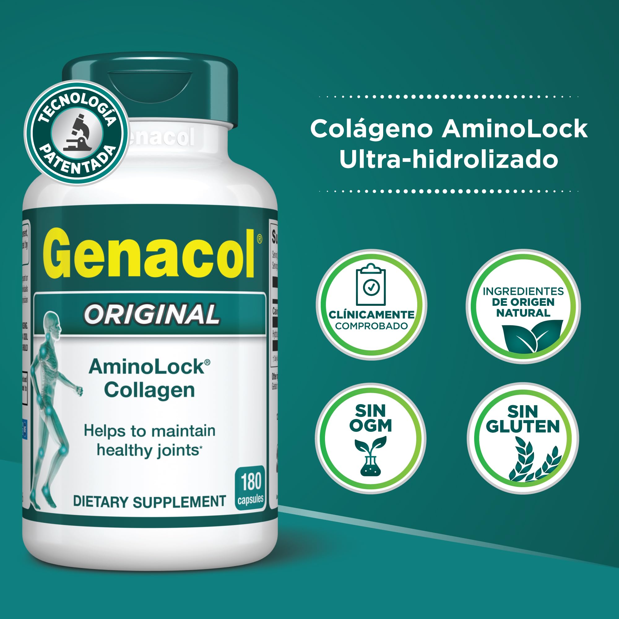 Genacol polvo en cuchara mostrando textura y fácil mezcla para absorción