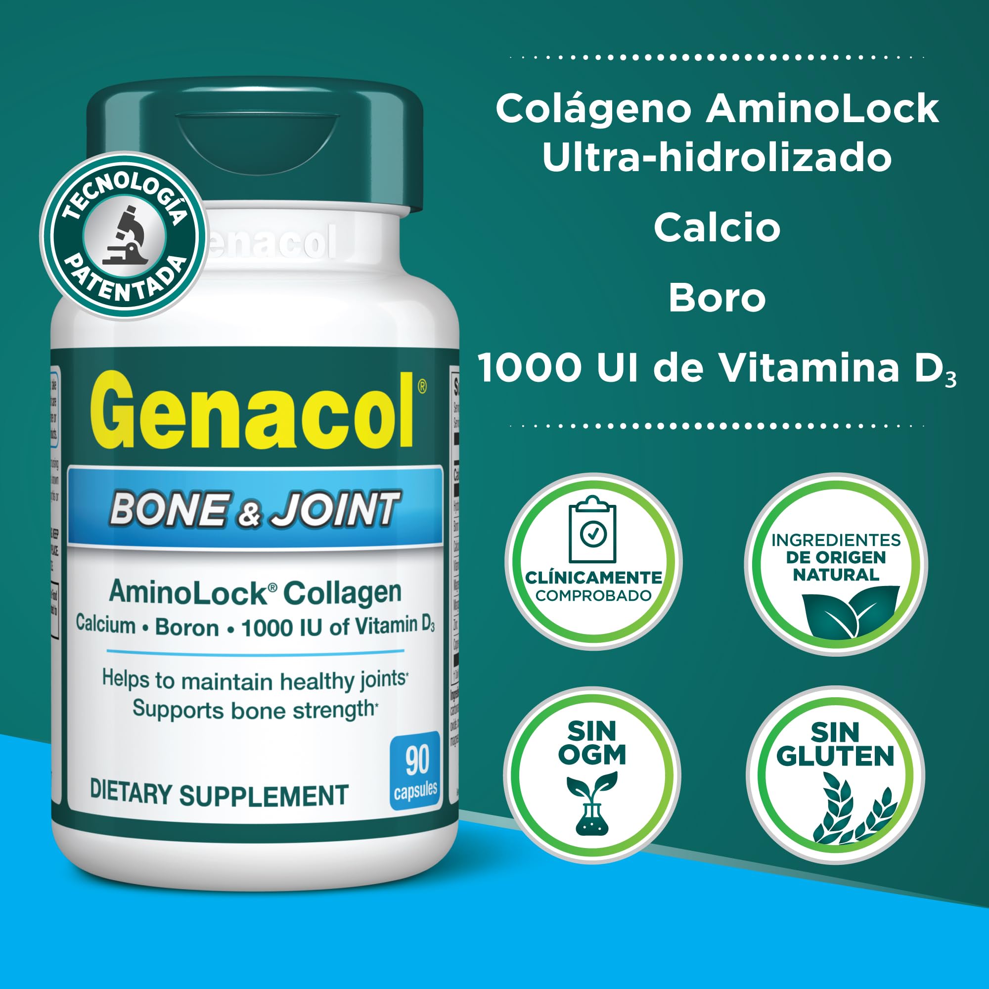 Genacol presentación abierta con tabletas listas para consumo diario