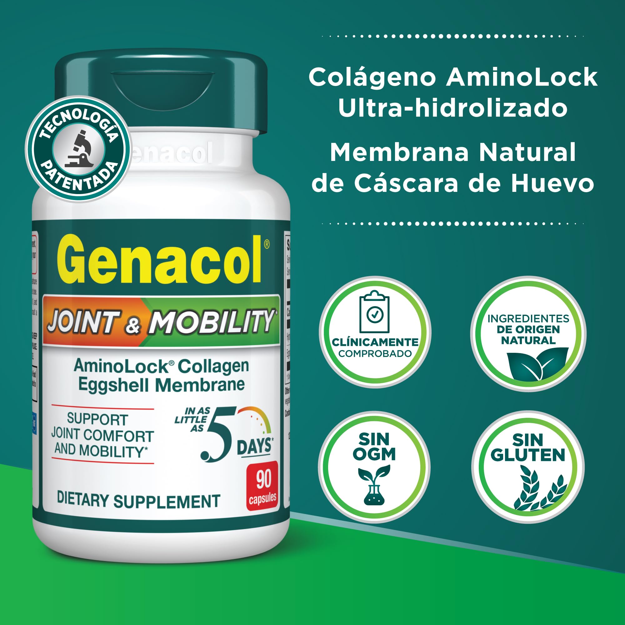 Genacol primer plano de una cápsula y su textura para confianza