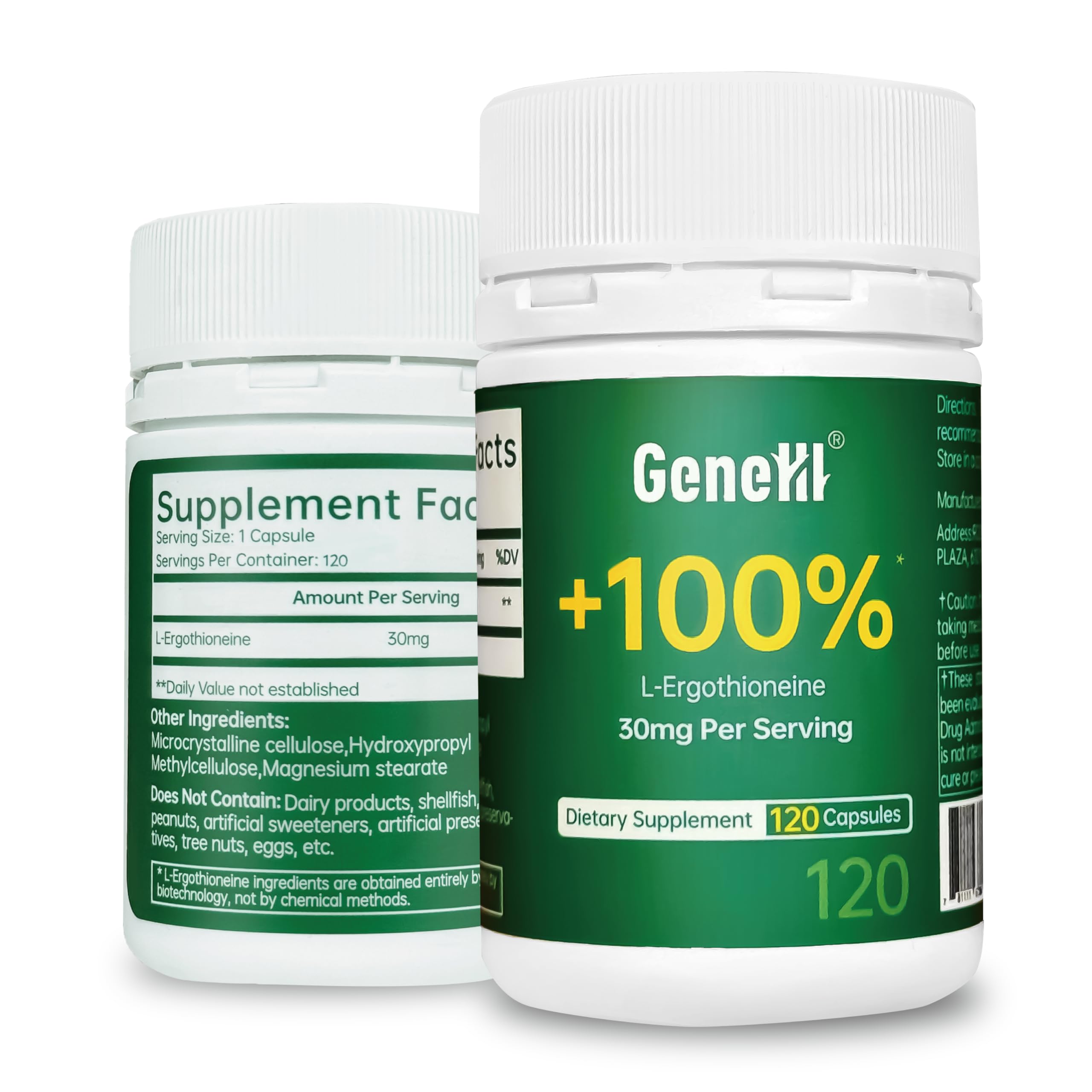 GENEIII frasco frontal mostrando etiqueta clara y beneficios