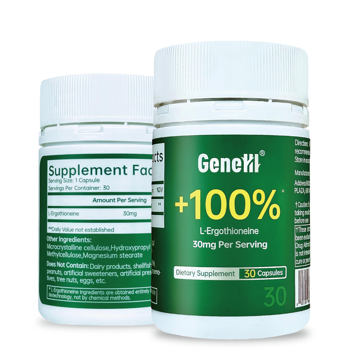 GENEIII frente del envase mostrando diseño y aporte de 30 mg