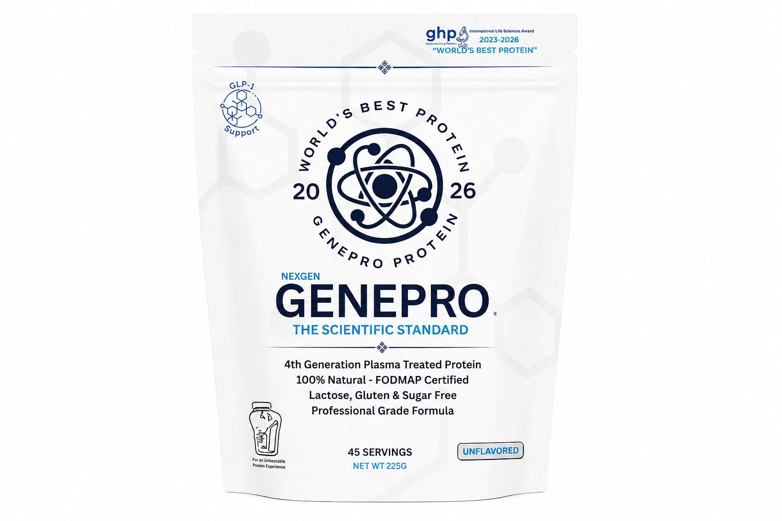 GENEPRO GEN. 3 frente del envase mostrando diseño y raciones — confianza en calidad