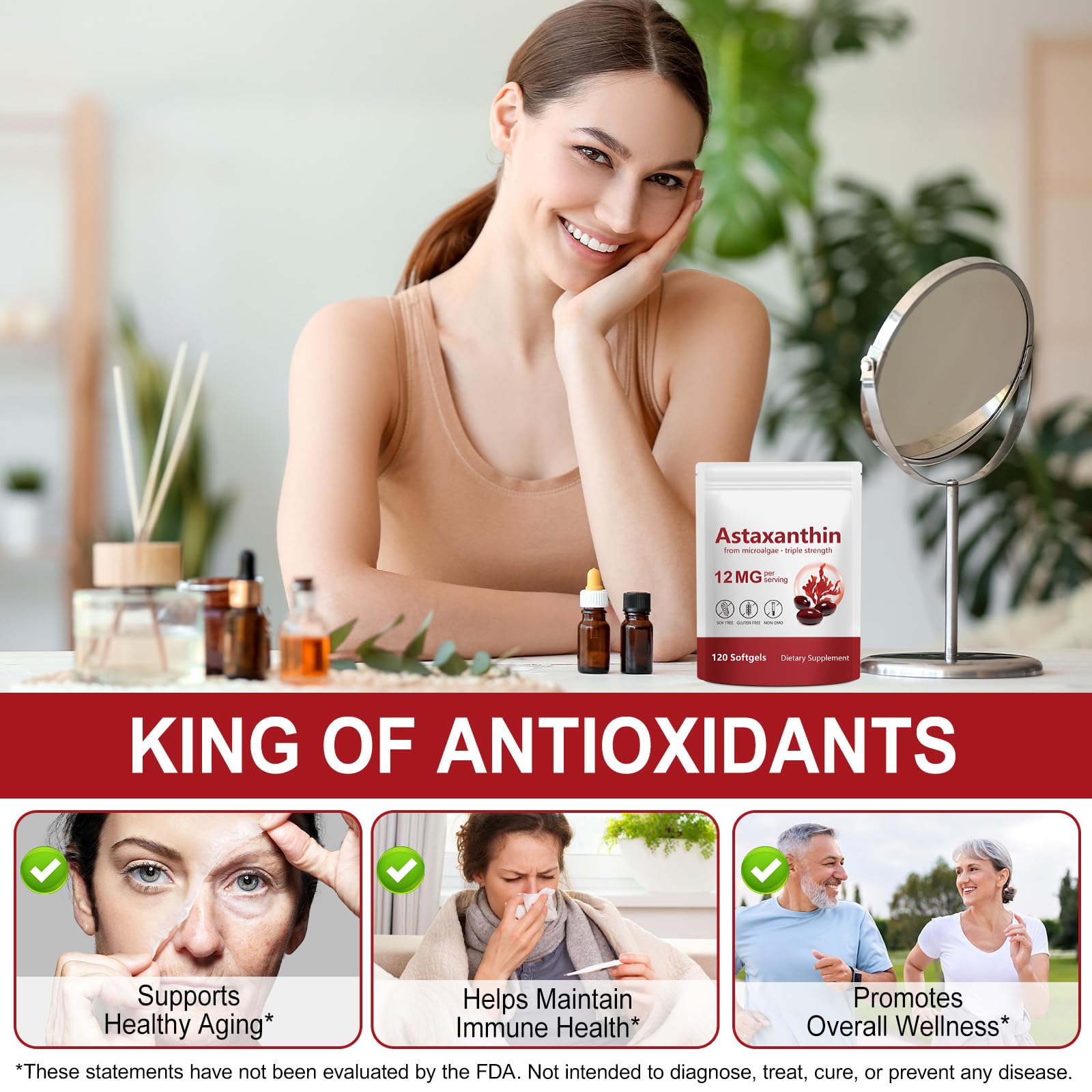 Generic etiqueta astaxanthin ingredientes claros y sin aditivos