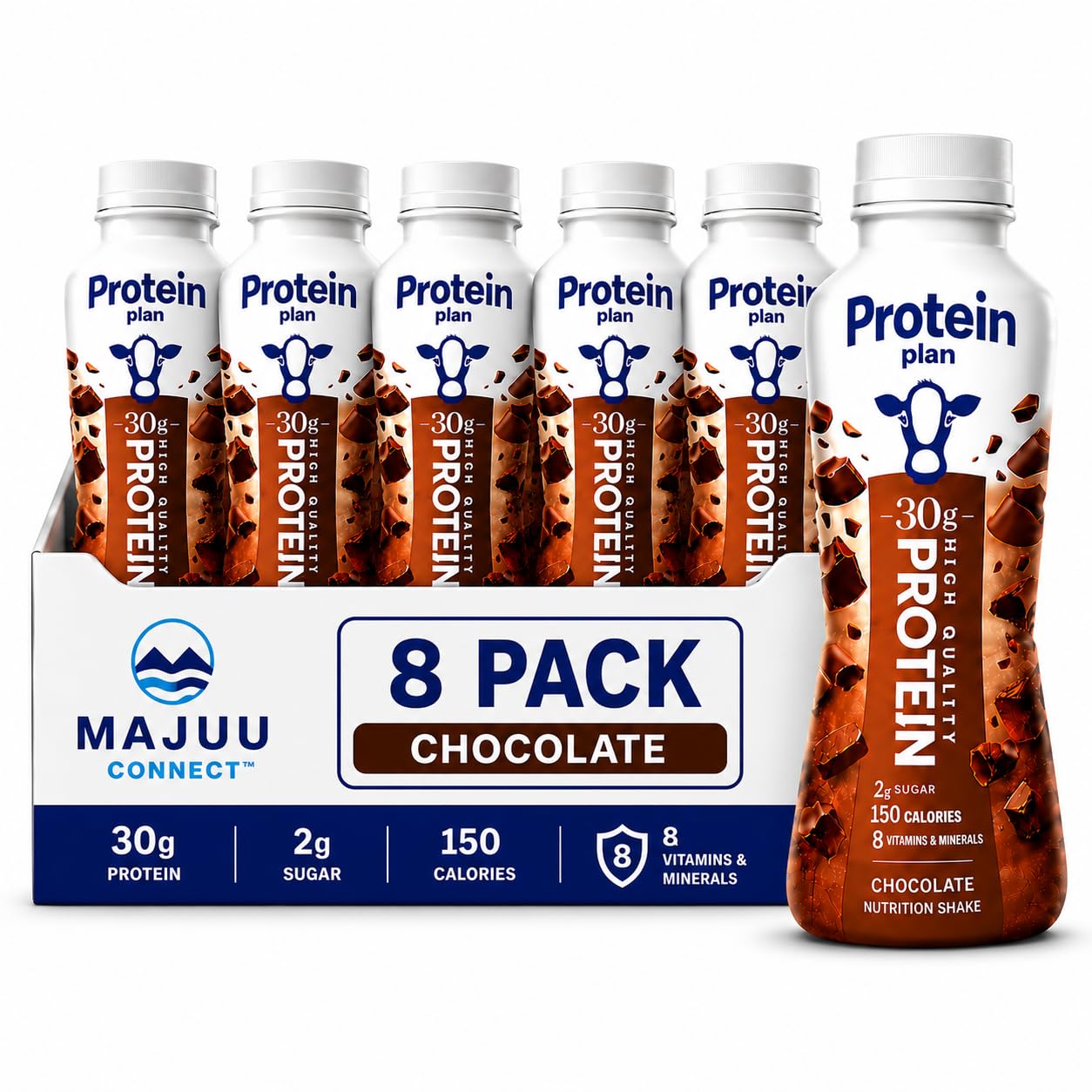 Generic batido chocolate frente pack de 8 mostrando conveniencia
