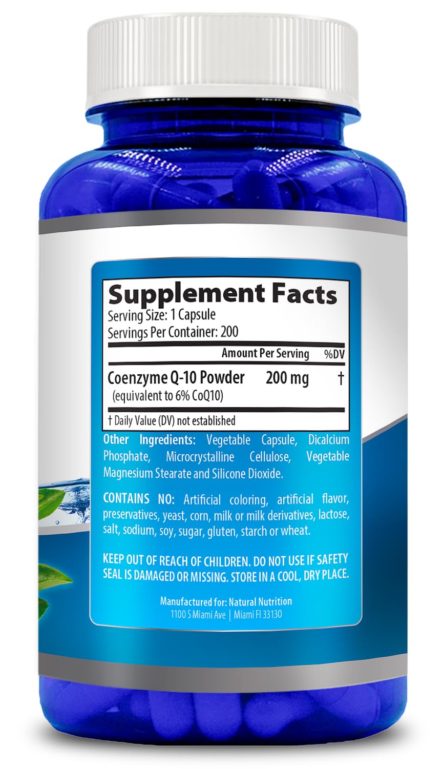 Generic Coq10 polvo y contenido mostrando pureza y origen no-GMO