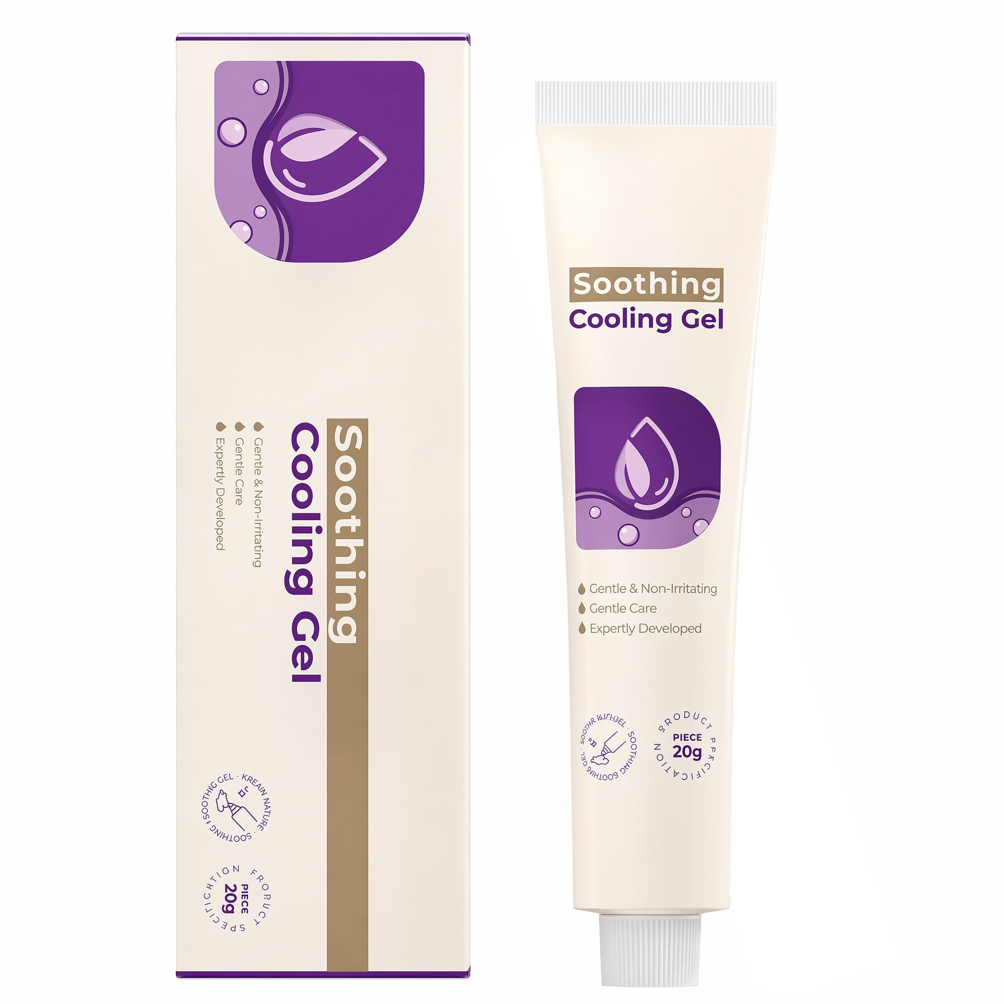 Generic gel refrescante frontal mostrando aplicador y beneficio de aplicación higiénica