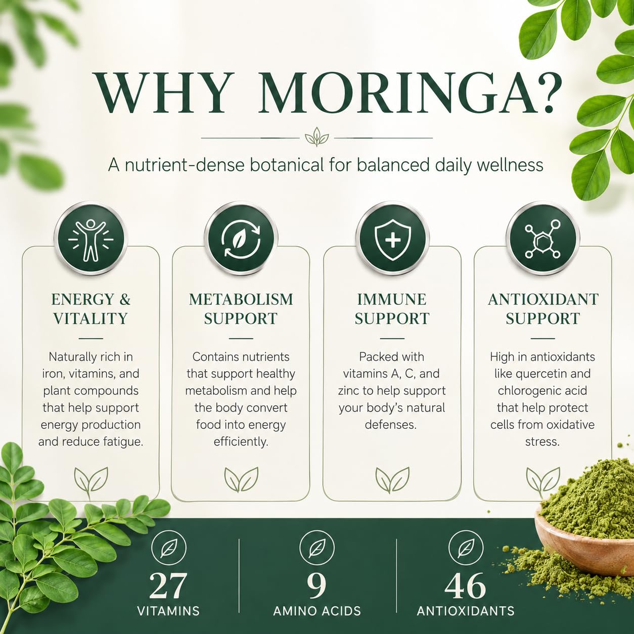 Generic persona tomando Moringa con agua para integración diaria