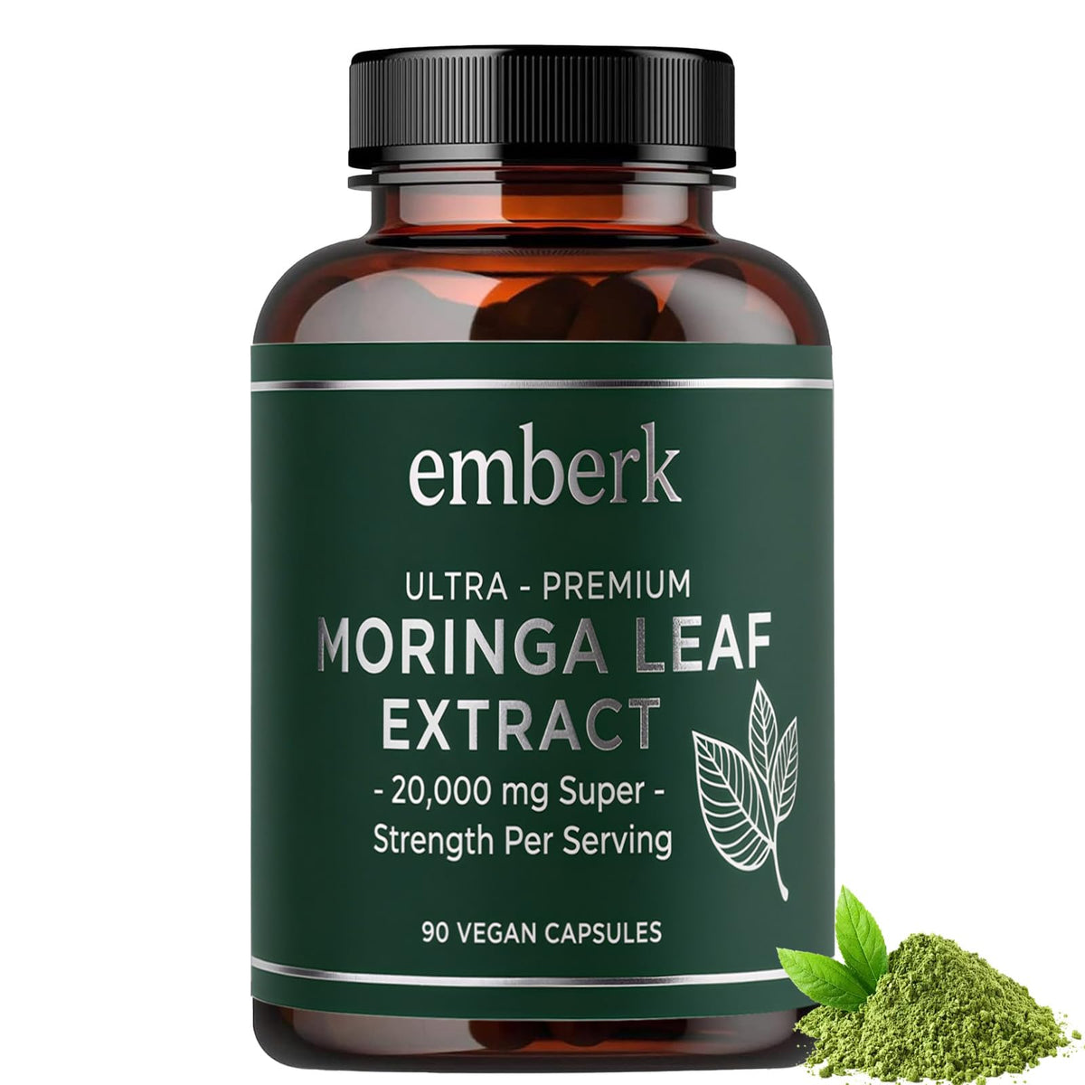 Generic frasco frontal de Moringa mostrando diseño claro y beneficios