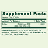 Generic primer plano de una tableta Folate mostrando textura y fácil ingestión