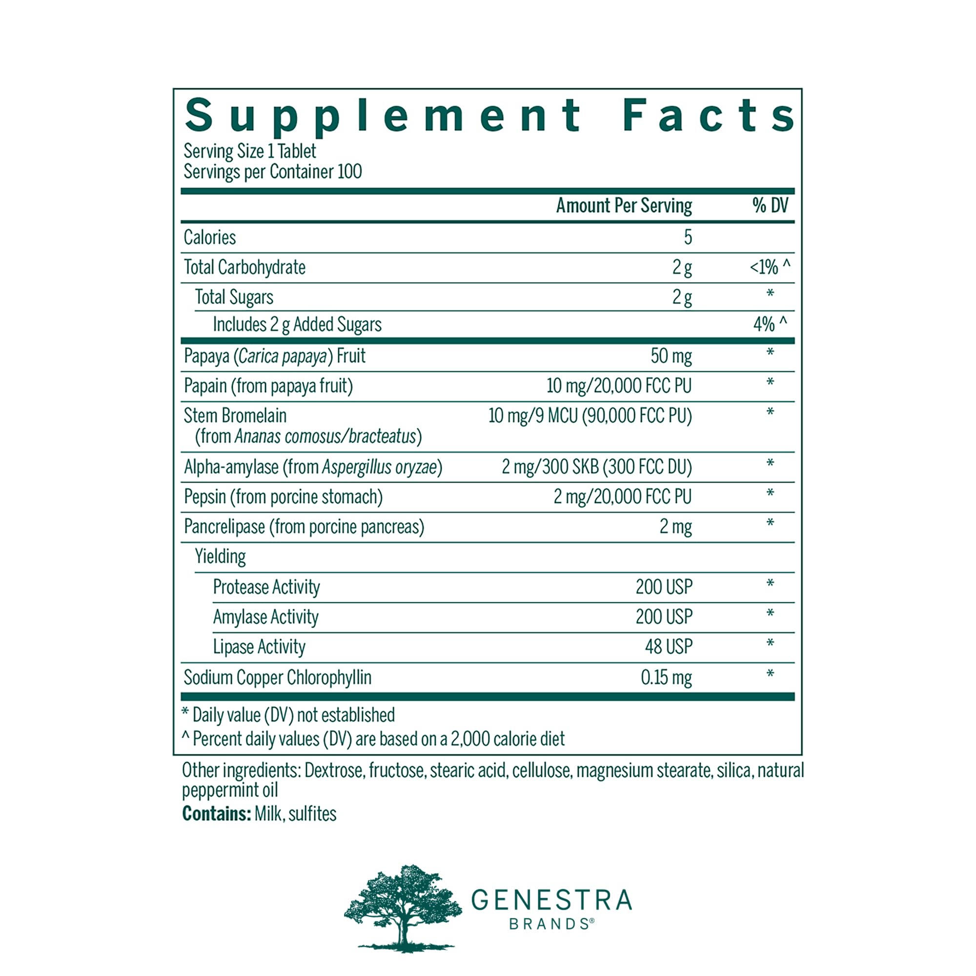 Genestra Brands primer plano de tabletas masticables mostrando tamaño y acabado