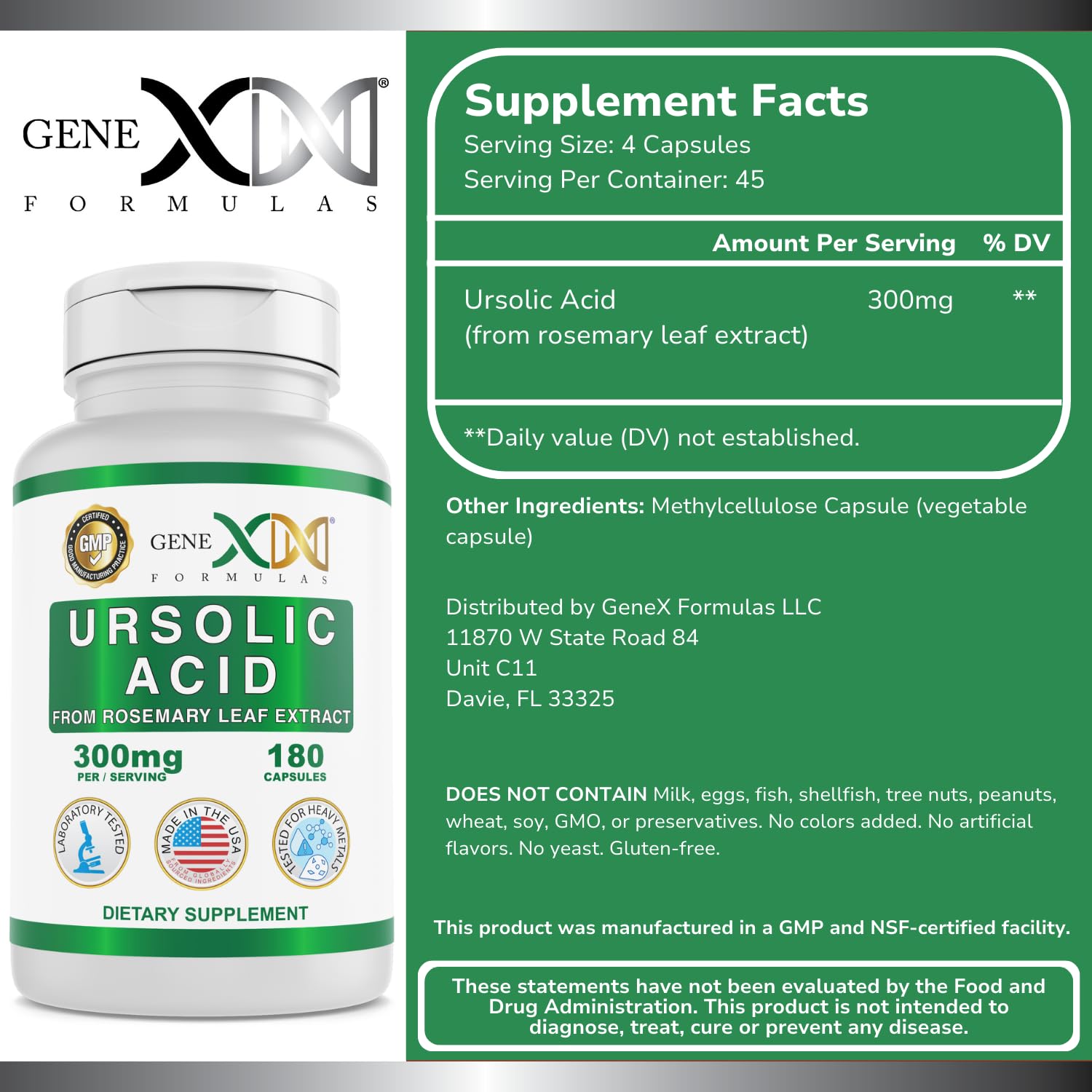 Genex Formulas cápsulas en primer plano, detalle de tamaño y superficie fácil de tragar