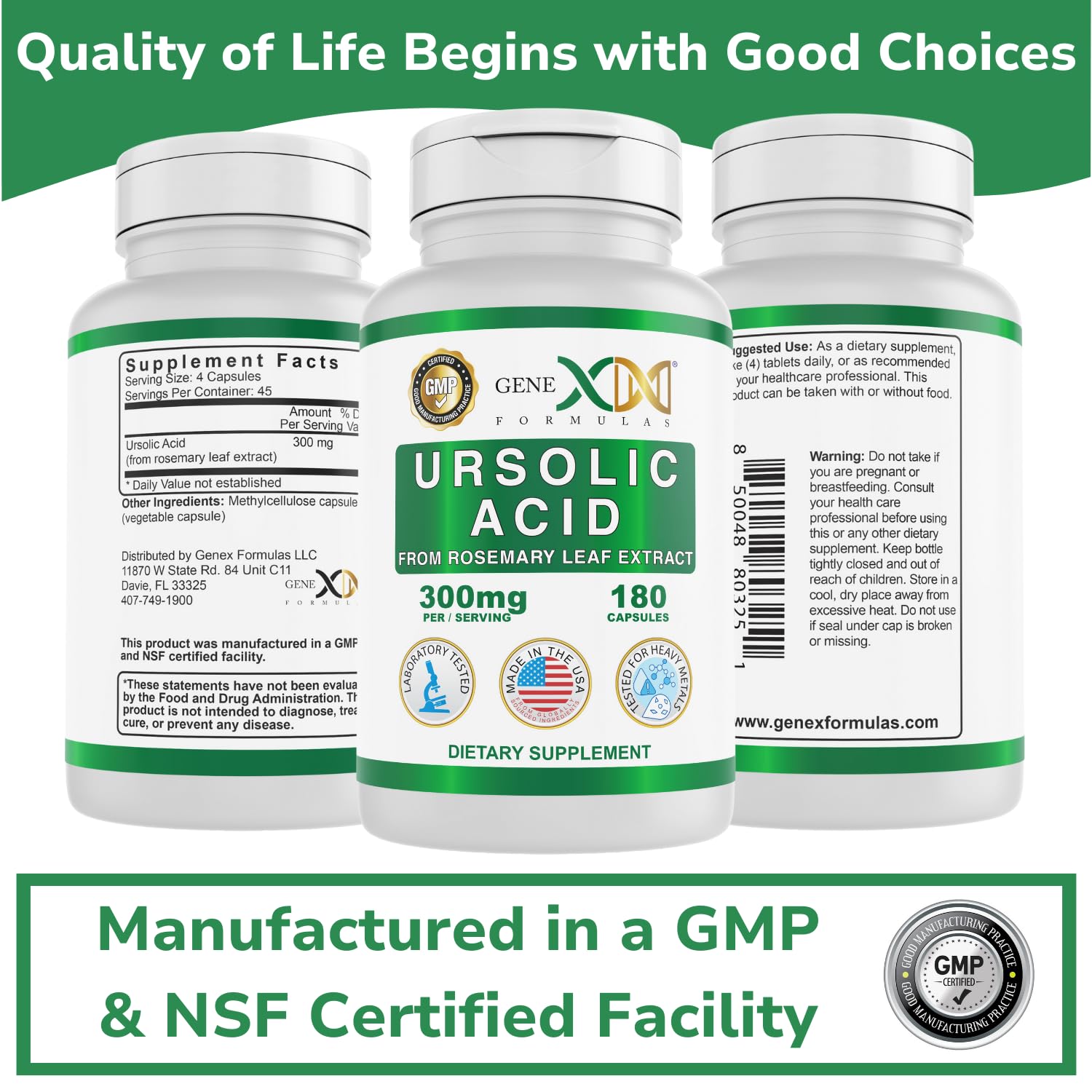 Genex Formulas certificados GMP y NSF en imagen, aporta garantía de calidad