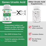 Genex Formulas envase abierto con cápsulas, ilustra cantidad y almacenamiento