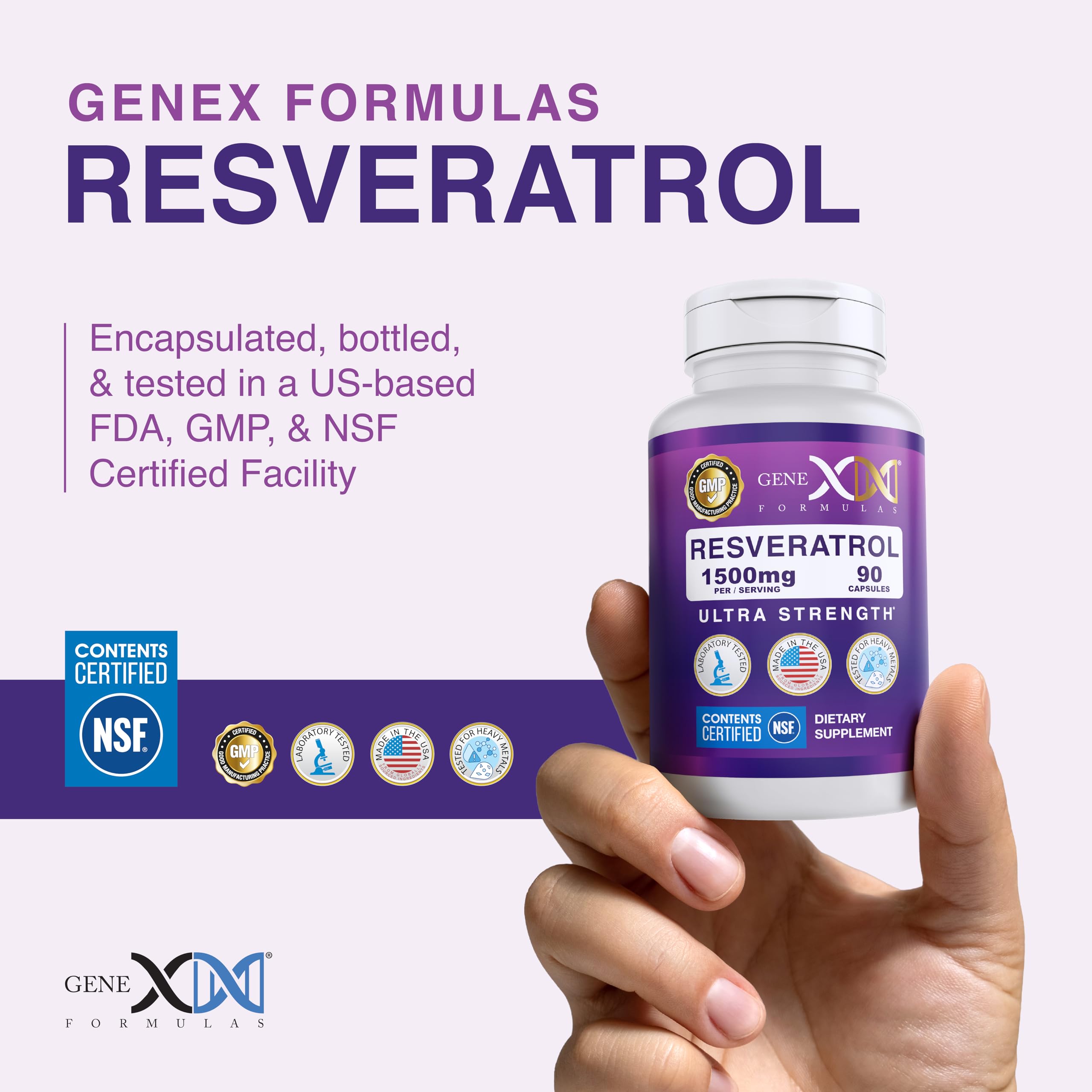 Genex Formulas producto en mesa junto a frutas para estilo de vida