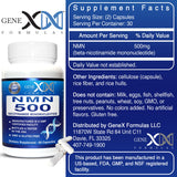 Genex Formulas etiqueta lateral con información de dosis y certificaciones