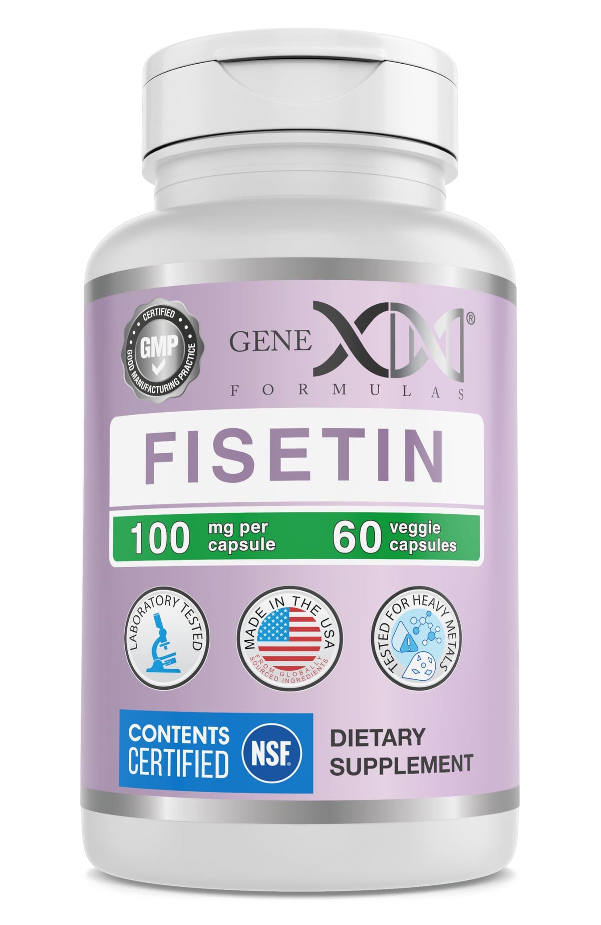 Genex Formulas frasco frontal mostrando etiqueta y beneficios visibles
