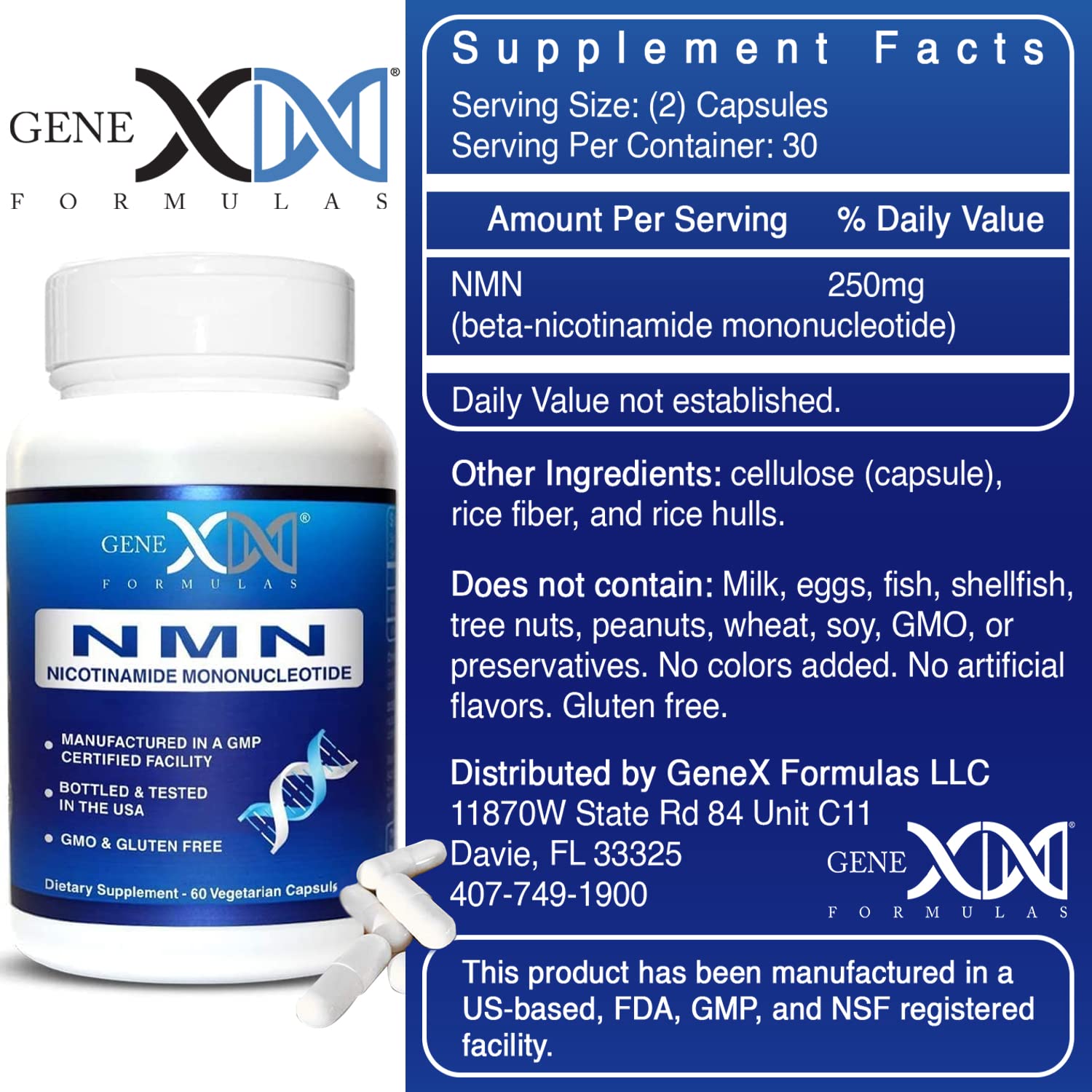 Genex Formulas frasco abierto con cápsulas para ver el contenido fácilmente