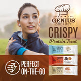 Genius Gourmet etiqueta nutricional enfocando proteína, calorías y azúcar
