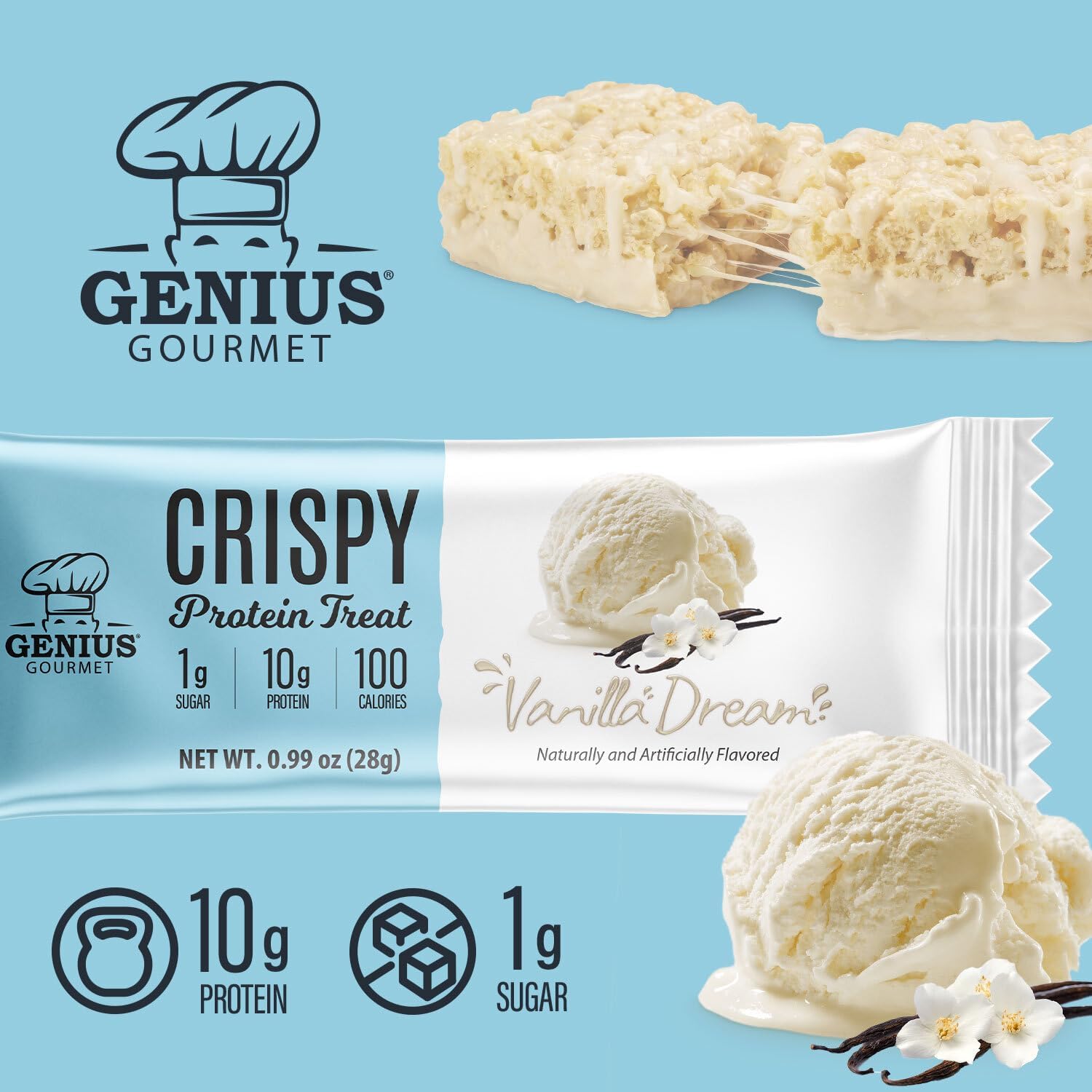 Genius Gourmet barrita junto a una mano para comparar tamaño y portaridad