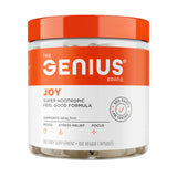 The Genius Brand Genius Joy vista frontal del envase que transmite claridad