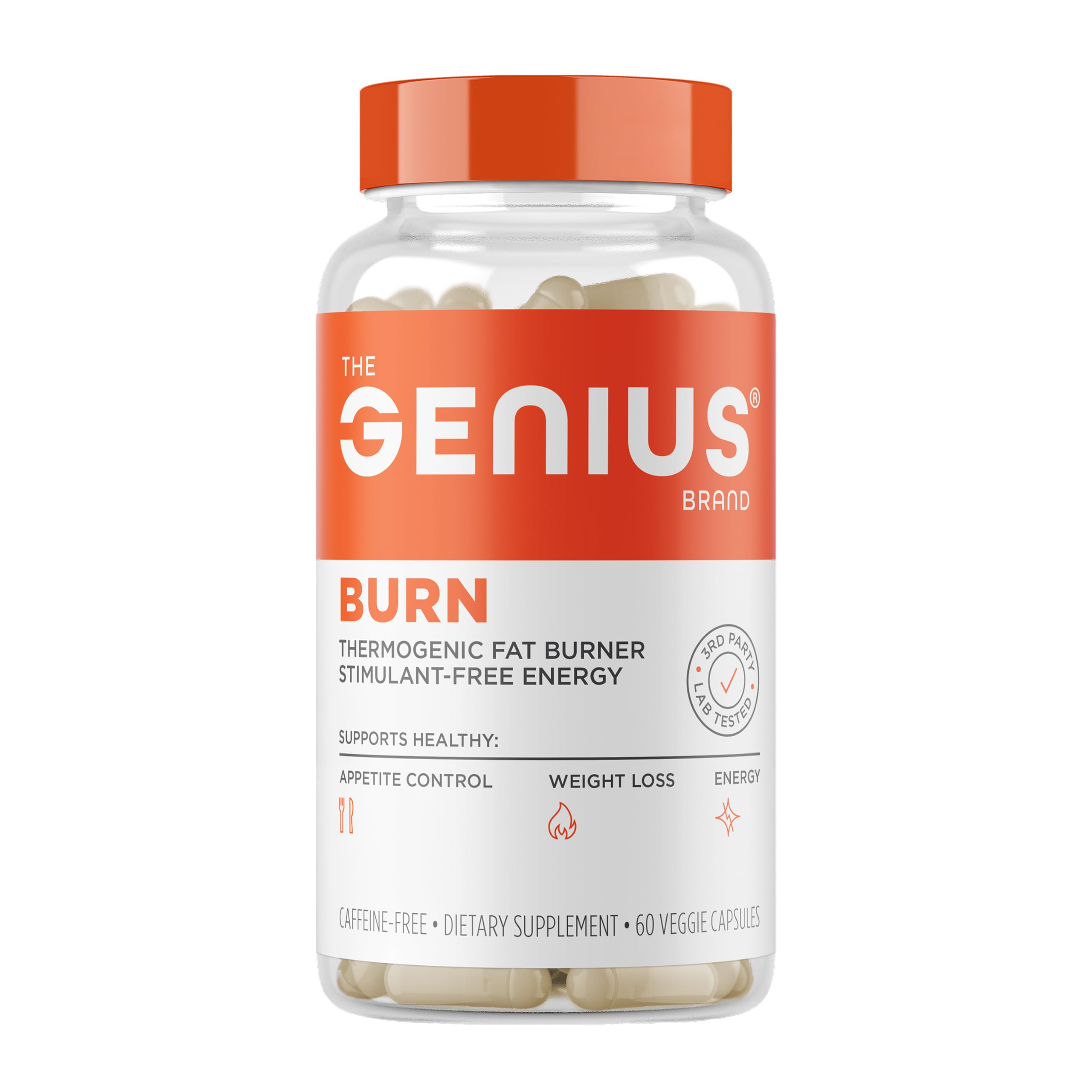 The Genius Brand envase frontal de Genius Thermogenic Fat Burner mostrando diseño y beneficios