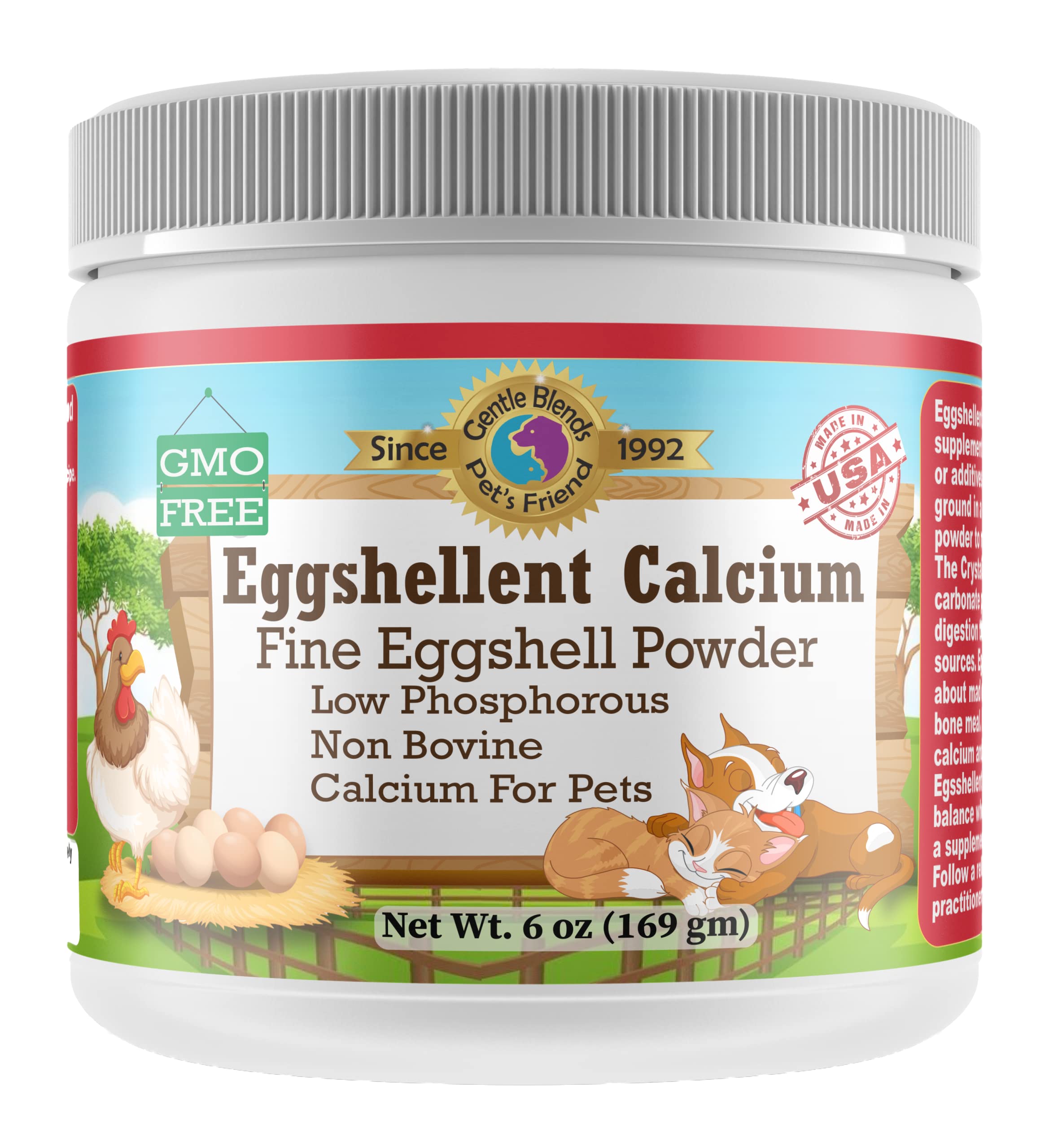GENTLE BLENDS frasco frontal Eggshellent Calcium mostrando el envase claro y la marca