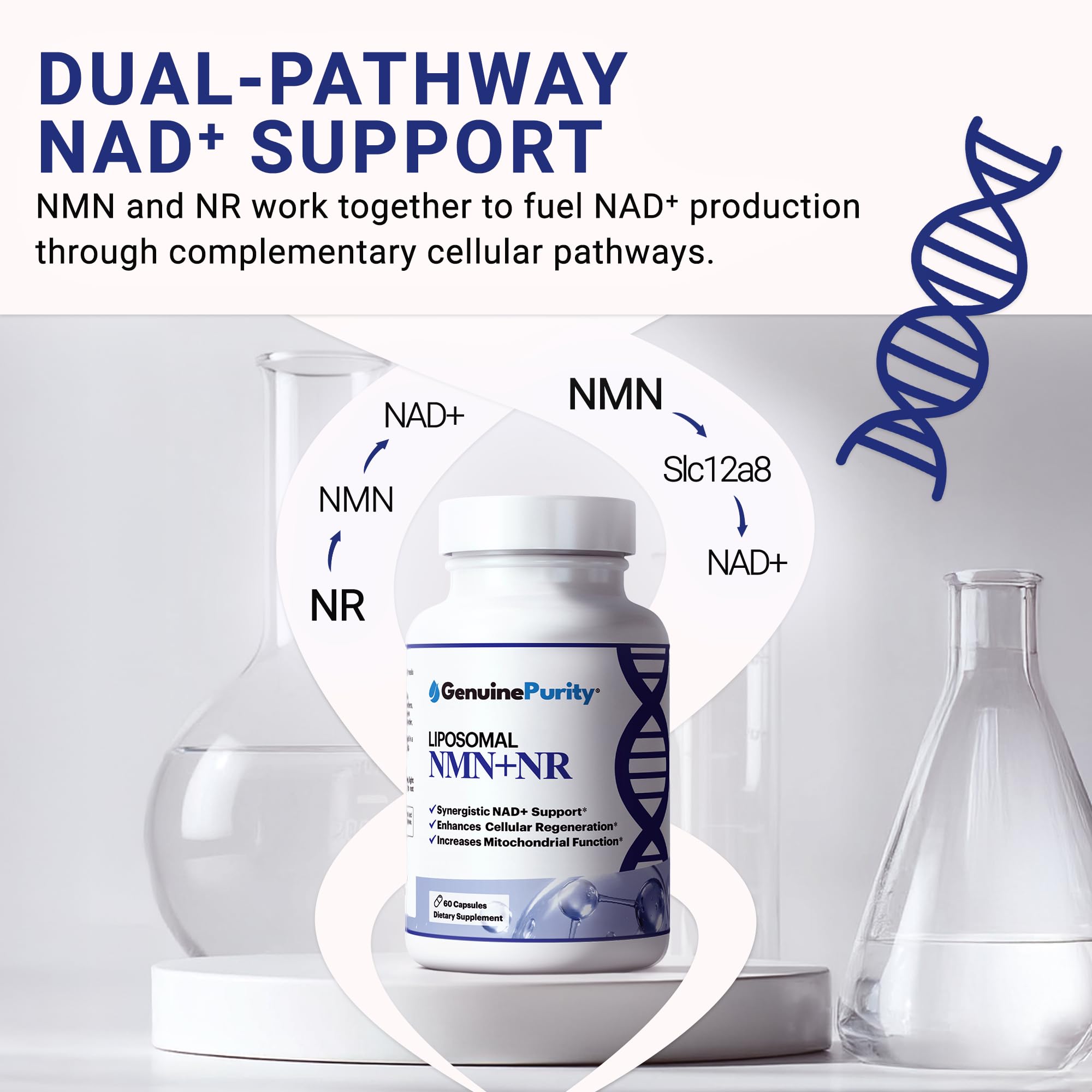 GenuinePurity etiqueta que destaca ingredientes y certificaciones claras