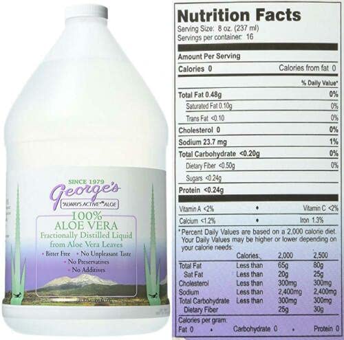 George's aloe vera servido en vaso, muestra mezcla sin sabor amargo