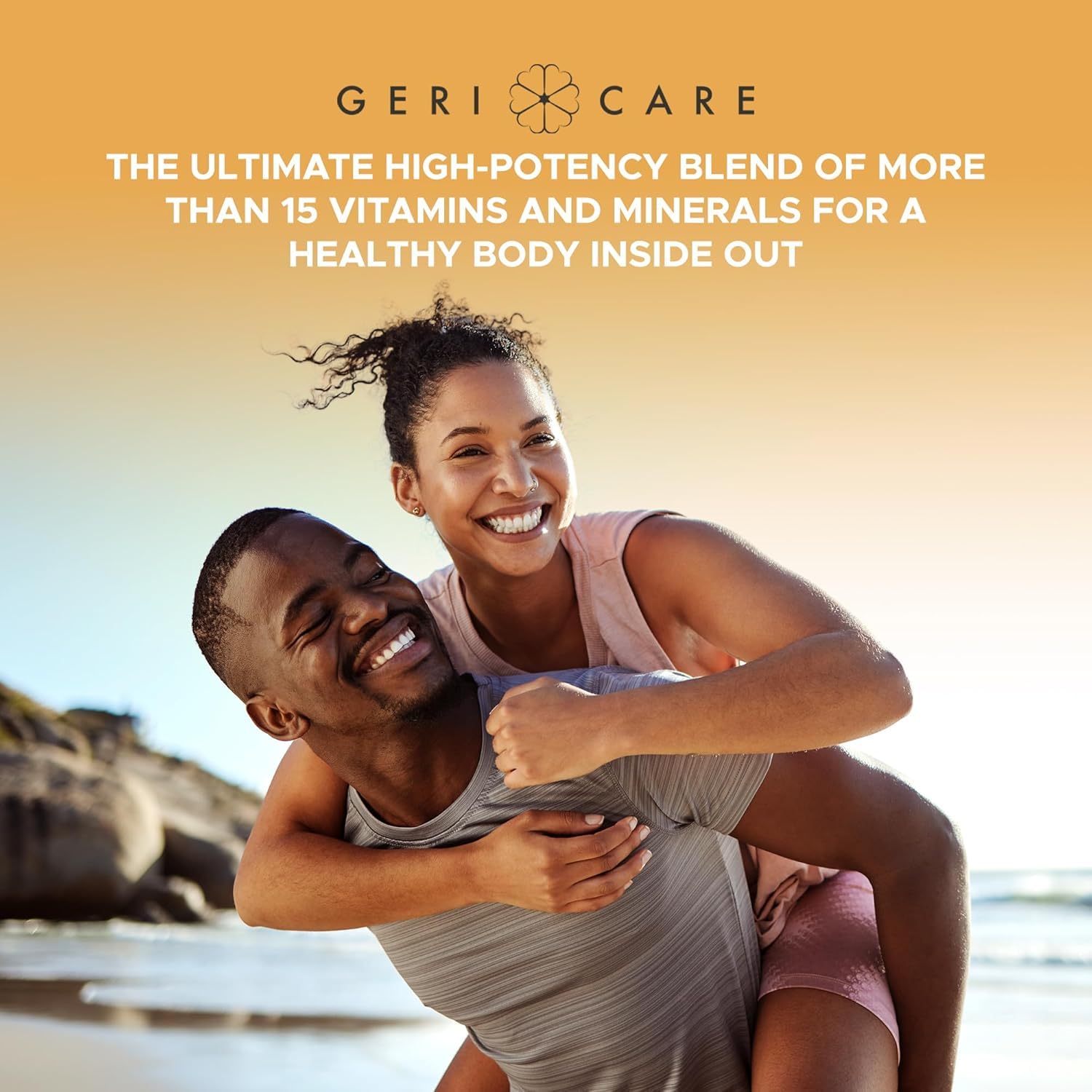 GeriCare en cocina junto a alimentos saludables enfatizando complementariedad