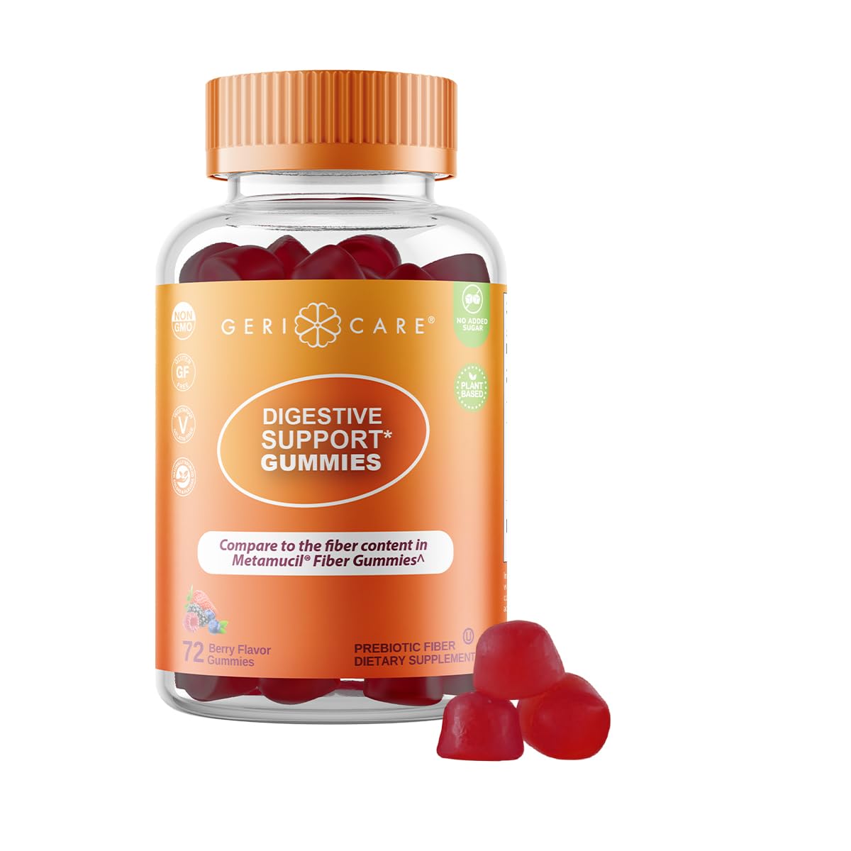 GeriCare gomitas prebiotic frontal mostrando envase y beneficios visibles