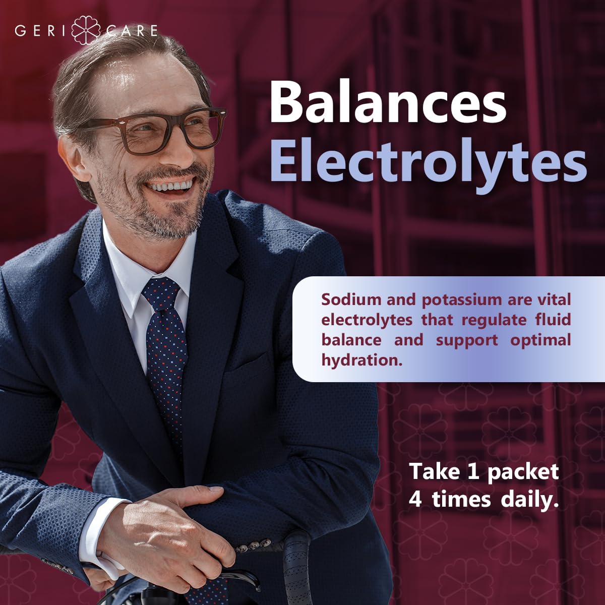 GeriCare uso en estilo de vida activo, electrolitos fáciles