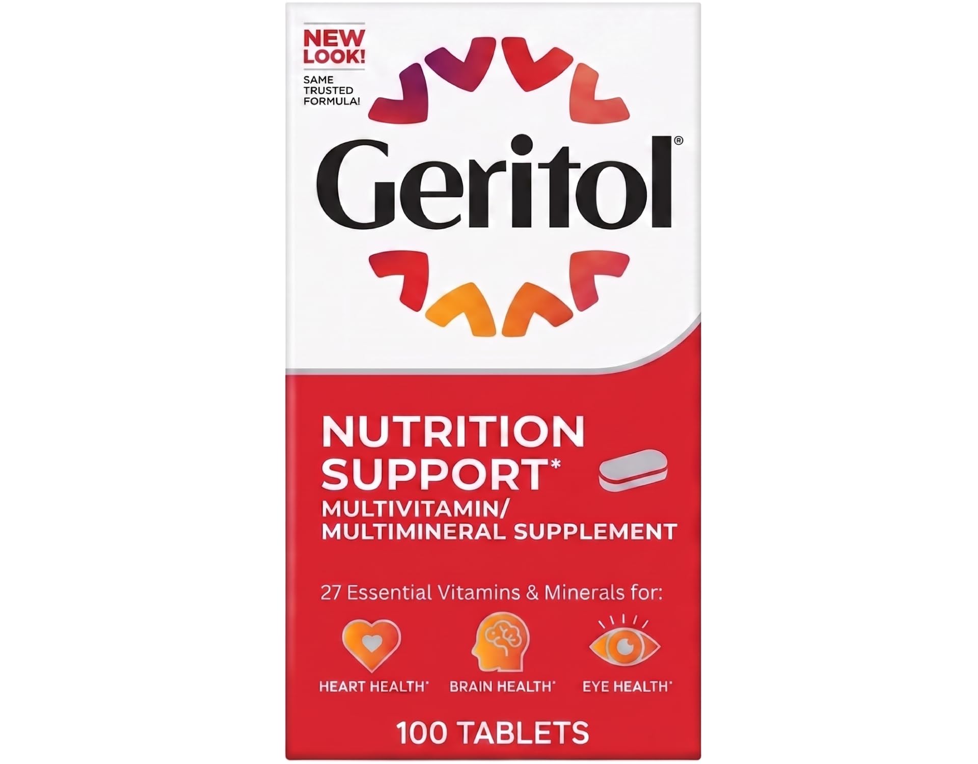Geritol etiqueta y cierre en primer plano para leer ingredientes