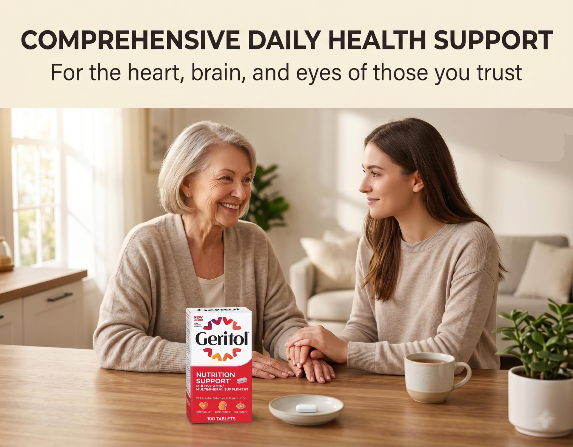 Geritol pack en cocina junto a desayuno para integración en rutina
