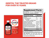 Geritol zoom etiqueta nutricional destacando vitaminas y hierro